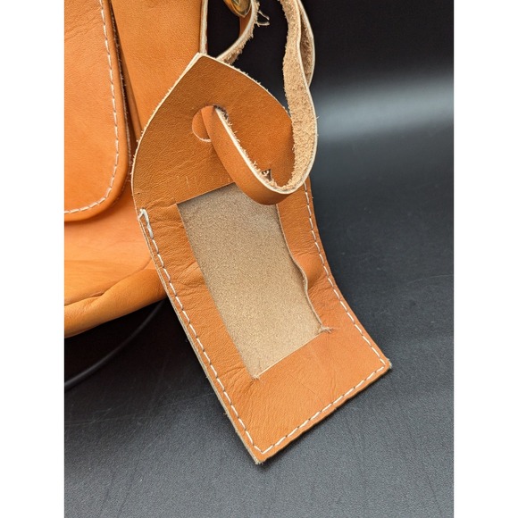 VTG Lt Brown Leather Satchel Bag Purse Mexico Shoulder Crossbody BOHO 12x10x5 - Picture 4 of 15